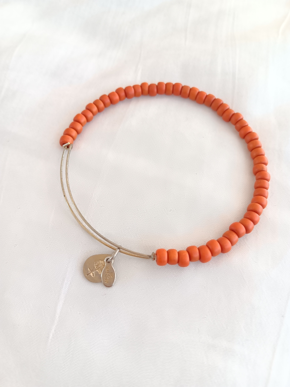 Alex And Ani Beaded Stretch Bracelet with Gold Charms - Orange